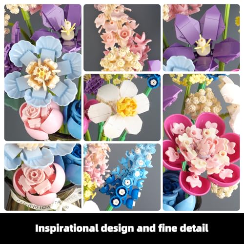 SUNHABI Flower Building Set for Adults, Botanical Flower Bouquet Building Kit, Home & Office Décor, Creative DIY Gift for ...