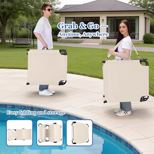 Ahsuname 3-in-1 Sun Tanning Chair with Face Holes, Folding Chaise Lounge Chairs, 5-Position Adjustable Lounge Chair Outdoo...