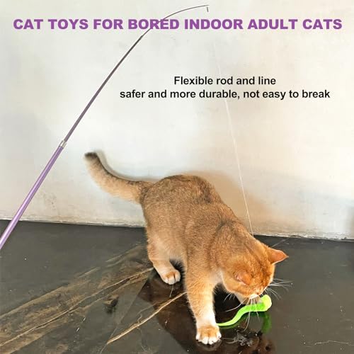 ZeyZoo Cat Toys for Indoor Cats, 11PCS Interactive Cat Toy Wand Pack, 2 Retractable Cat Wand & 7PCS Worm Teaser Refills, P...