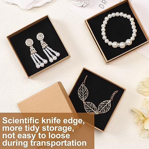 Tenceur 100 Pcs Jewelry Gift Boxes Bulk Kraft Jewelry Cardboard Box for Necklace Earring Bracelet Storage Package