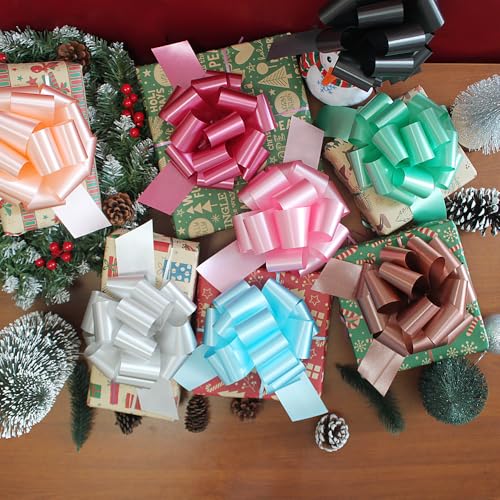 12 Pcs Bows for Gift Wrapping,6 Inches Gift Bows with Ribbon Mixed Color Bows Gift Wrap Bows for Wedding,Gift Basket, Vale...