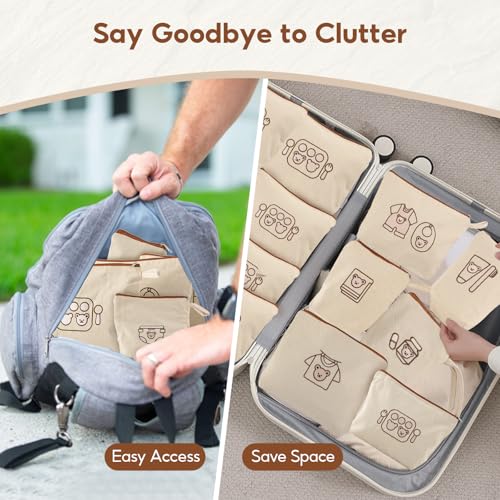 Mini Nomad 7PCs Diaper Bag Organizer Pouches for Baby Kids Travel Essential Storage, Large Waterproof and Zipped Baby Pack...