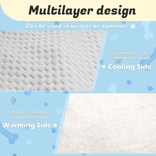 PatiencET Dog Cooling Mat, 18'' x 24" Reversible Dog Crate Pad (Cool and Warm), Pet Cooling Pad Bed with Washable Removabl...