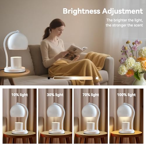 LunaForest Ceramic Candle Warmer Lamp with Timer Dimmer Fit for Candle Jars, Modern Design with 2 Bulbs, House Warming Gif...
