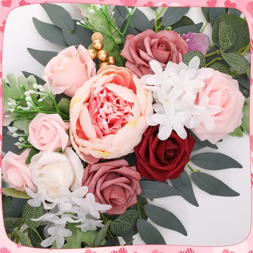 Ovveroche 2 Pcs Wedding Arch Decorations - Reusable Artificial Hanging Flowers Floral Swag Greenery Garland for Wedding We...