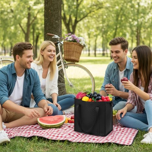 Afcabakila 4 PCS Insulated Grocery Bags, Reusable Thermal Cooler with Zipper for Food Shopping, Travel, Beach, and Picnic,...