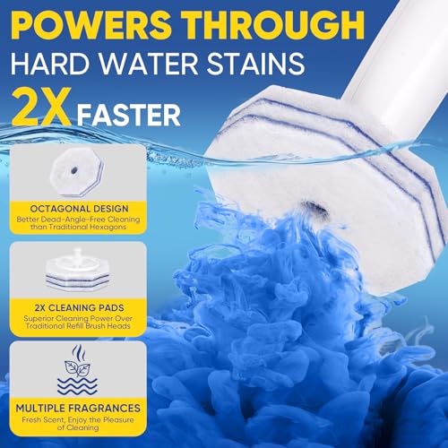 HHXI 15Ct Aromative Toilet Brush Refills, Toilet Bowl Cleaner Refills, Double-Layer Cleaning Pads Added, Disposable Refill...