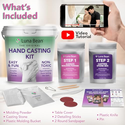 Luna Bean Hand Casting Kit – The Original Hand Mold Kit – Mothers Day Gifts for Mom - Anniversary Engagement Gifts for Wom...