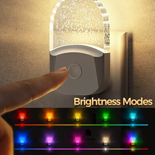 Night Lights Plug Into Wall [2 Pack], Color Changing Night Light for Kids, 8-Color RGB LED Nightlight with Dusk to Dawn Se...