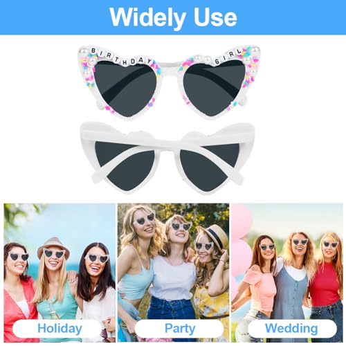 Ainiv Pearl Heart Shaped Sunglasses for Women, UV400 Protection Fashion Accessories Heart Glasses for Bridal, Beach Vacation