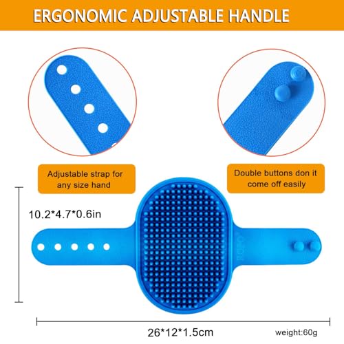 Dog Grooming Brush, CWXZSTM Pet Shampoo Bath Brush Soothing Massage Rubber Comb with Adjustable Ring Handle for Long Short...
