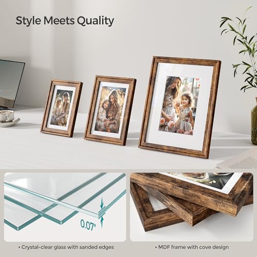 SONGMICS Picture Frames with 16 Mats, Set of 10 Collage Photo Frames, Two 8x10, Four 5x7, Four 4x6 Frames, Hanging or Tabl...