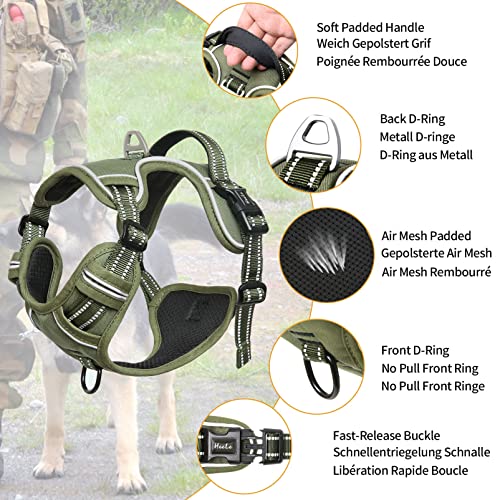 HEELE Dog Harness, Dog Harness for Small Medium Large Dogs No Pull Adjustable Padded Reflective Harness with Handle for Wa...