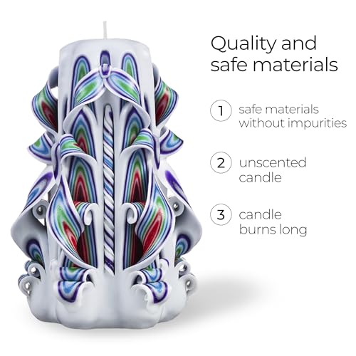 Carved Candles - Handmade Decorative Large Candle – Tall Long Burning Cute Spiral Candle for Women – for Home Decor, Cozy ...