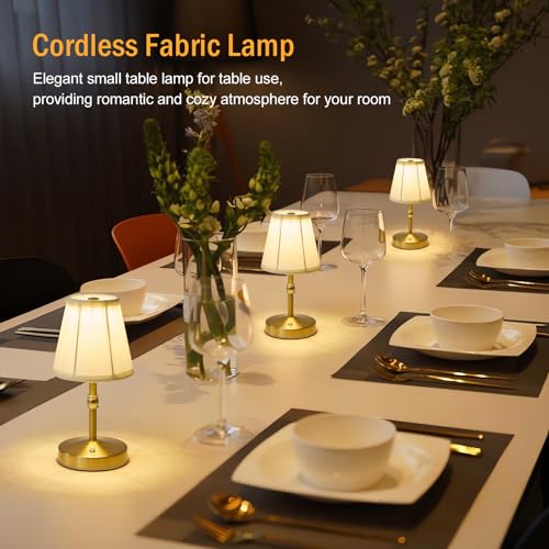 5w Led Cordless Mini Lamps,3000 mah Battery Operated Lamp,3 Color Temperature Dimmable Table Lamp,Gold Rechargeable Table ...