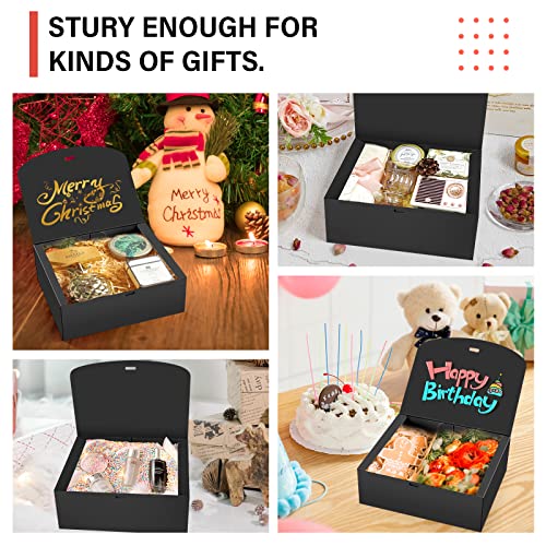 PEKGRIL 15 PCs Gift Boxes with Lids, Black 10X8X4 Inch Gift Boxes, Bridesmaid Proposal Box with Ribbon, Kraft Paper Boxes ...
