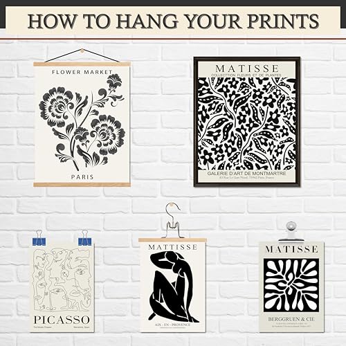 LANCHI95 16 PCS Black and White Home Decor, Eclectic Wall Art, Minimalist Posters for Living Room Aesthetic, Matisse Abstr...