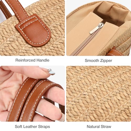 Hommtina Straw Bag Womens Straw Beach Bag Vacation Purse for Summer