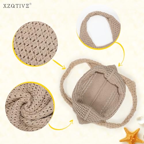 XZQTIVE Crochet Tote Bag for Women Mesh Beach bag for Summer Vacation Aesthetic Hobo Knit Shoulder Bag