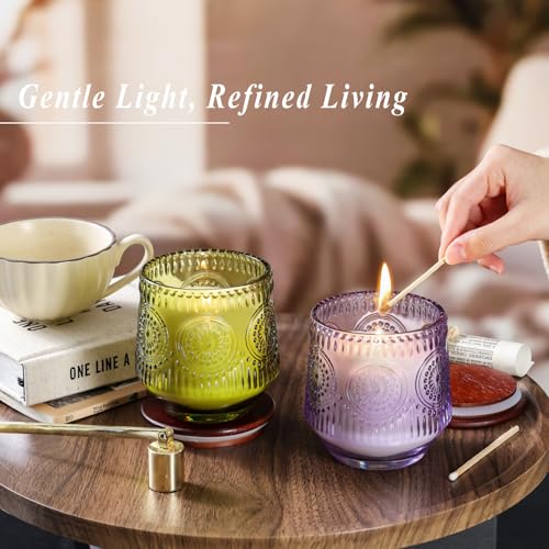 2 Pcs Soy Wax Scented Jar Candles Set, Sandalwood Sage & Citrus Lavender- Scented Candles for Home, 7.5oz Each, Up to 52 H...