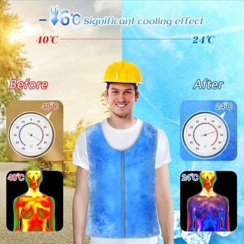 E-Greetshopping Cooling Ice Vest for Men Women,PVA Water Active Evaporative Ice Cold Vest,Reusable Adjustable Fabric Sport...