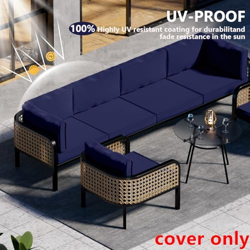 Cethytirko 14 Piece Outdoor Patio Waterproof Cushion Covers, Fits 6-Seat Wicker Rattan Sectional Couch Chair Furniture Cov...
