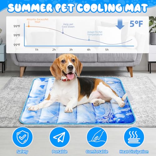 Chunful 4 Pack Dog Cooling Mat Water Injection Pet Cooling Mat for Dogs Cats with Storage Bags Washable and Foldable Pet P...