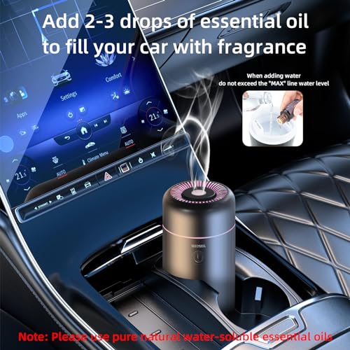 SEEDSEEL Car Aromatherapy Diffusers for Essential Oils，Mini USB Air Scent Small Humidifier with 7-LED Color Changing for C...