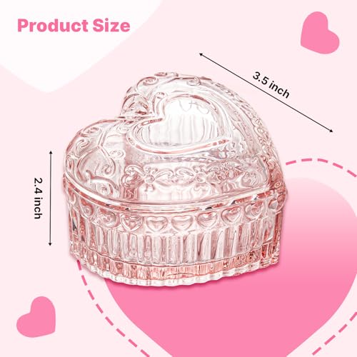 sansaieco Glass Jewelry Box - Crystal Heart Shaped Jewelry Organizer Box, Trinket Box for Rings Earrings, Decorative Jewel...