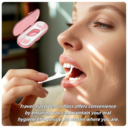 5 Pack Travel Dental Floss Pick Case with 50 Pcs Premium Toothpick Sticks - Floss Pick Holder for Teeth Cleaning, Mini Tra...