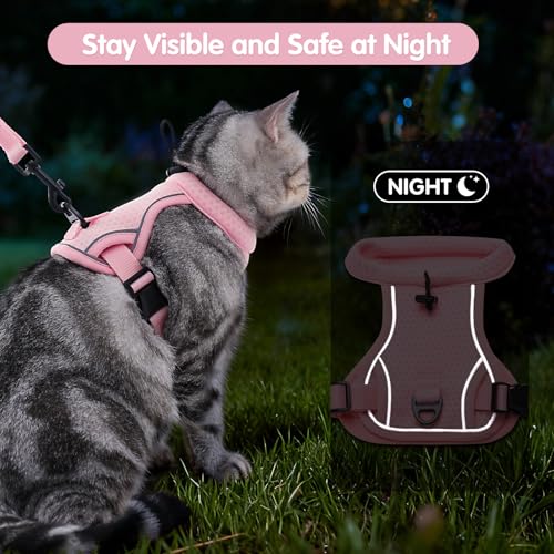 LIANZIMAU Cat Harness and Leash Escape Proof,Adjustable Cat Harness for Outdoor Walks with Reflective Strip, Lightweight a...