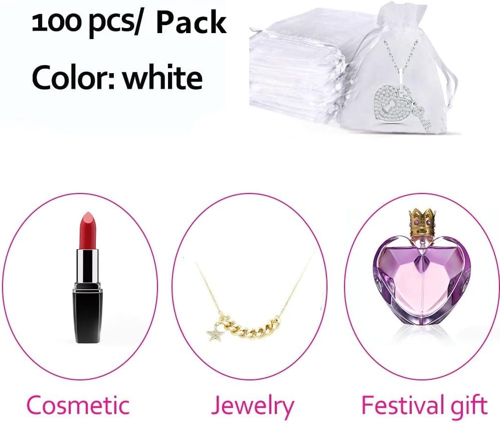 LANXINGYAN Small Organza Bags 3×4 Inches,100 Pcs Small Jewelry Bags Favor Pouches Christmas Candy Wedding Birthday Party (...