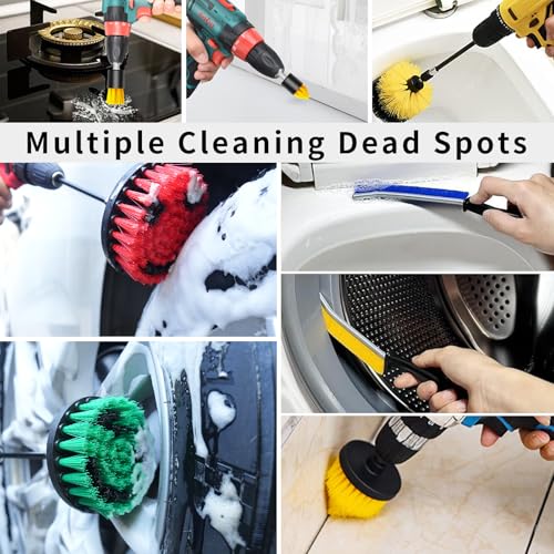 TOWBRUS 32 Pack Drill Brush Attachments Set Scrub Pads Sponge Buffing Pads Crevice Cleaning Brush for Home Bathroom Car Ki...