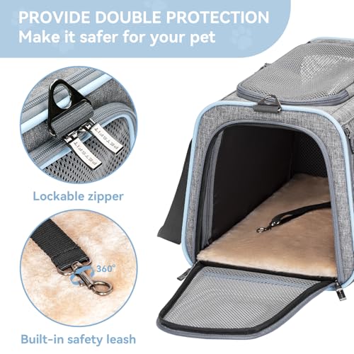 Petsfit Expandable Cat Carrier Dog Carriers,Airline Approved Soft-Sided Portable Pet Travel Washable Carrier for Kittens,P...