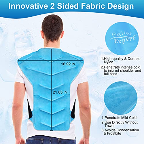 Relief Expert Large Back and Shoulder Ice Pack Wrap – Reusable Gel Cold Pack with Dual-Sided Fabric and Adjustable Straps,...