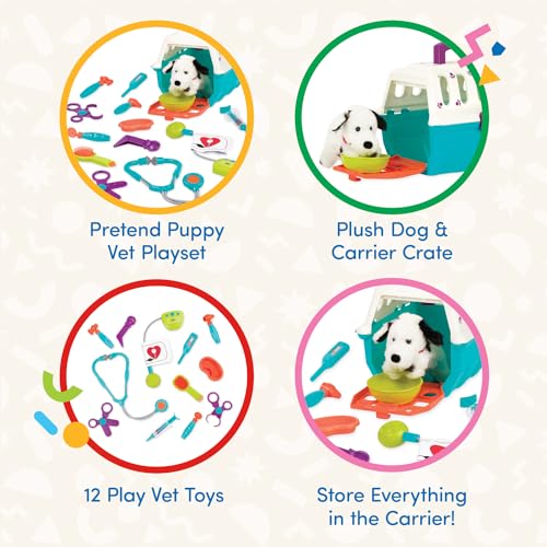 Battat – Veterinarian Toy Set with Plush Dalmatian Puppy & Carrier – Complete 15 Pieces Kids Pretend Play Medical Kit with...