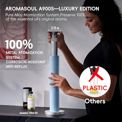 Wireless Rechargeable Hotel Scent Diffuser Starter Kit - Alloy Atomization System,Waterless Oil Diffuser, 1500 Sq Ft Cover...