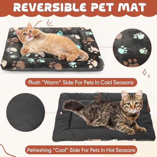 Namalu 2 Pcs Dog Crate Pads Washable Cat Bed Mat for Small Dog Reversible Kennel Pad for Crate, Soft Warm and Cool Pet Sle...