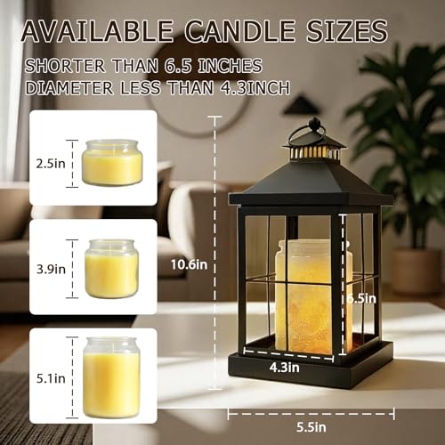 Candle Warmer Lamp with Timer,Lantern Warmer Compatible with 3 Wick Candles,Vintage Dimmable Lamp Candle Warmer Lantern De...