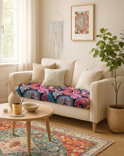 Fuloon Sofa Cushion Covers, Stretch Printed Seat Cushion Cover Couch Seat Slipcovers Washable Furniture Protector for Armc...