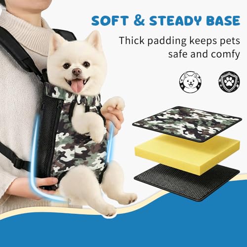 Dog Backpack Carrier, Front Pocket for Essentials, Pet Sling Front Backpacks for Small Medium Dogs 7-11 Lbs, Legs Out, Adj...