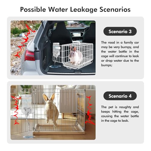 Vannon Small Animal Water Dispenser for Cage, 30oz Auto Feeding Crate Water Bottle for Rabbit, Chinchilla, Ferret, Guinea ...