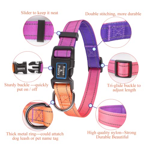 Roses&Poetry Puppy Dog Collar and Leash Set, Reflective Dog Leash for Small Dogs, Cute Matching Collars and Leashes Padded...
