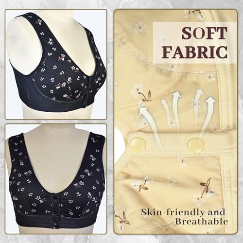 Front Button Bra Front Closure Everyday Sports Bras Convenient Snap Sleep Bra Women Comfort Wireless Cotton Bras for Women