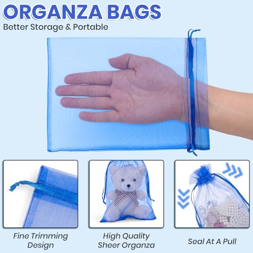 ANZNKU 50 Pack Organza Bags 6x9 Inch, Mesh Bag Drawstring Jewelry Pouches, Large Organza Gift Bags for Easter Baby Shower,...