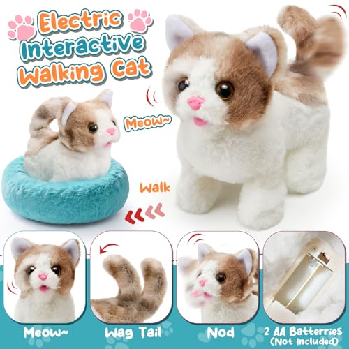 TUZT 17PCS Interactive Cat Toys for Kids, Toys for 3 4 5 6 7 8 Year Old Girls Kids Boys, Walking & Meowing Cat Toy with So...