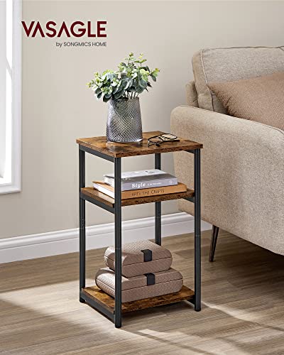 VASAGLE Side Table, Small End Table, Tall Nightstand for Living Room, Bedroom, Office, Bathroom, Rustic Brown and Classic ...