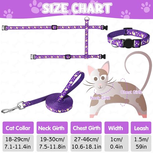 Guiqulai 2 Pack Cat Harness and Leash with Collar Set, Escape Proof Cat Harness Adjustable Kitten Harness Glow in The Dark...