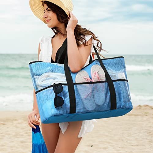 oscaurt Mesh Beach Bag Extra Large Waterproof Sandproof Beach Tote Pool Swim Bag Travel Vacation Essentials