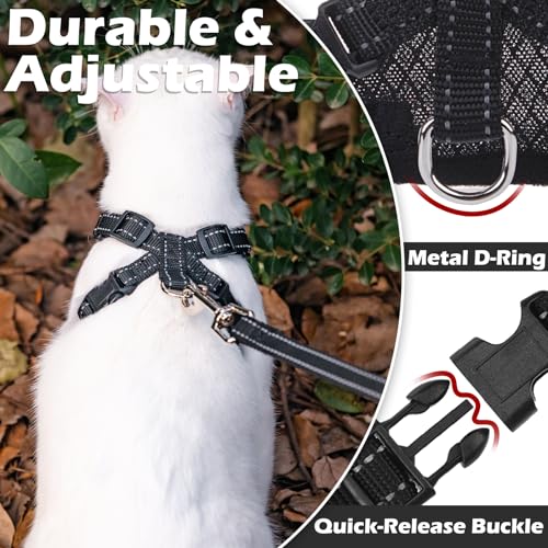 EXPAWLORER Cat Harness and Leash Set - Adjustable Escape Proof, Soft Reflective Vest Harness for Outdoor Walking, Breathab...
